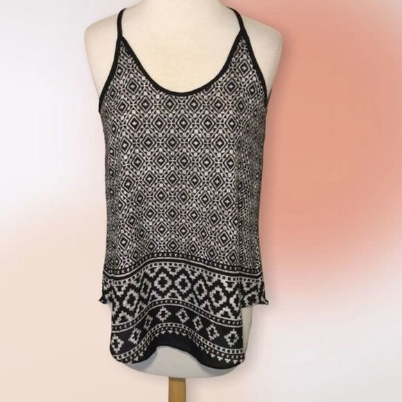 Iz Byer Tops - IZ Byer‎ Black and White Racer Back Tank Size S NWT
